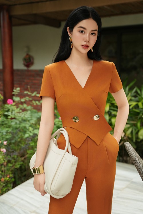 Orange Woven Blouse
