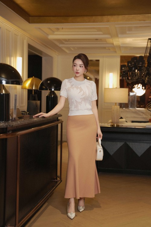 Brownish-beige Silk Mermaid Skirt