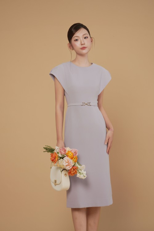 Purple Woven Pencil Dress