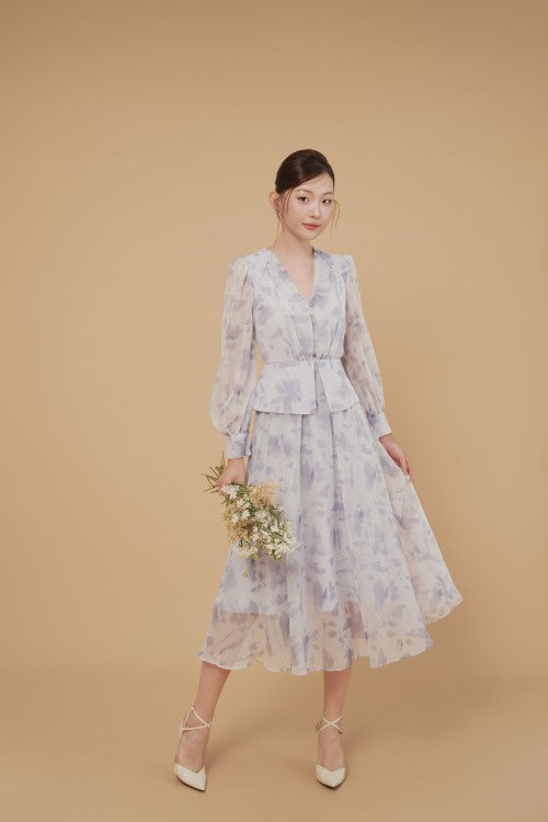 Light Purple Voile Flared Dress