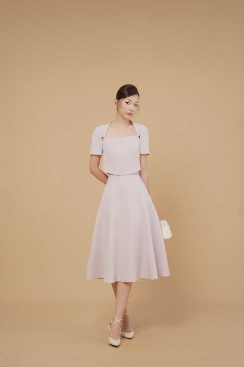 Purple Woven Flared Skirt