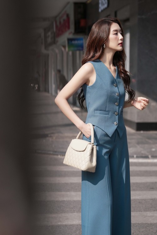 Blue Woven Waistcoat