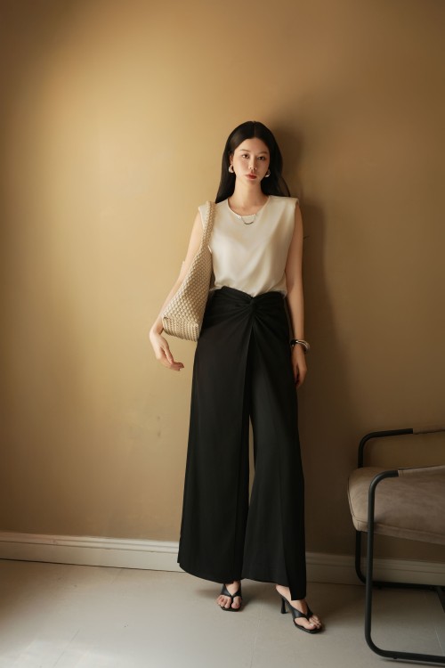 Black Silk Loose Pants