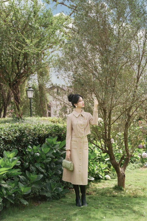 Light Brown Tweed Loose Skirt