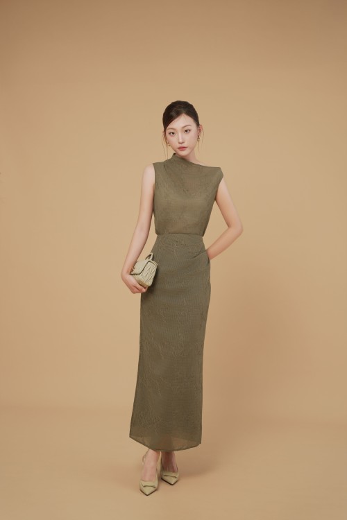 Pine Green Organza Loose Skirt