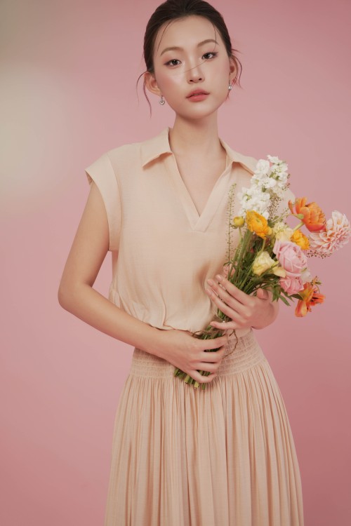 Pink Skin Organza Blouse