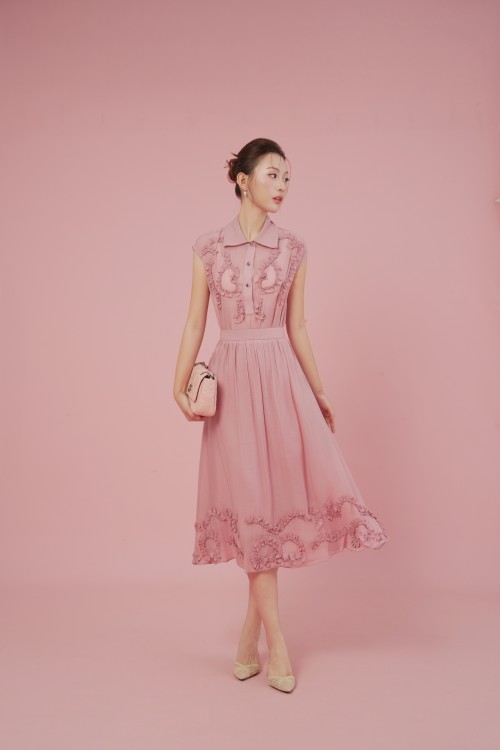 Murrey Organza Flared Skirt