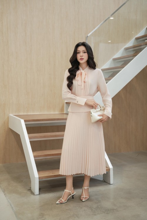 Light Orange Woven Flared Skirt