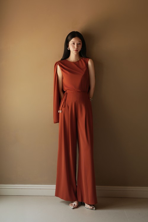 Dark Ochre Silk Loose Pants