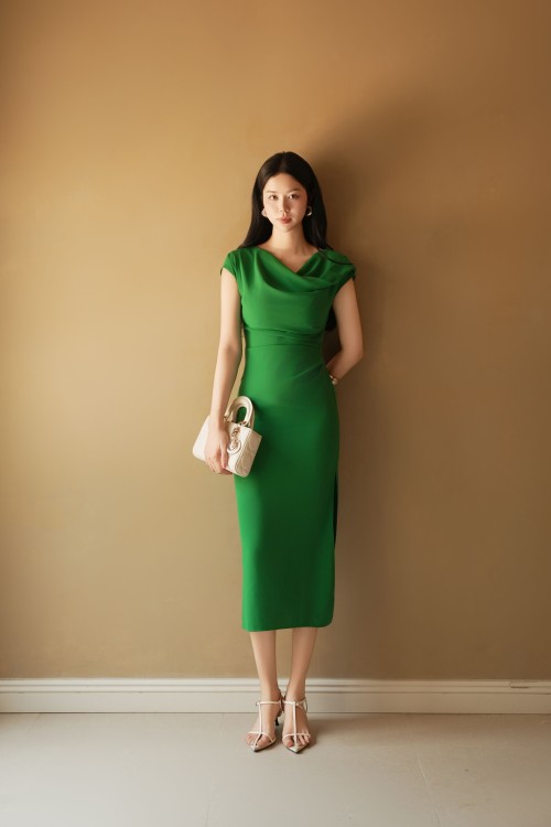 Green Silk Sarong Dress