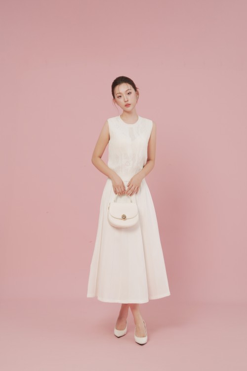 White Woven Flared Skirt