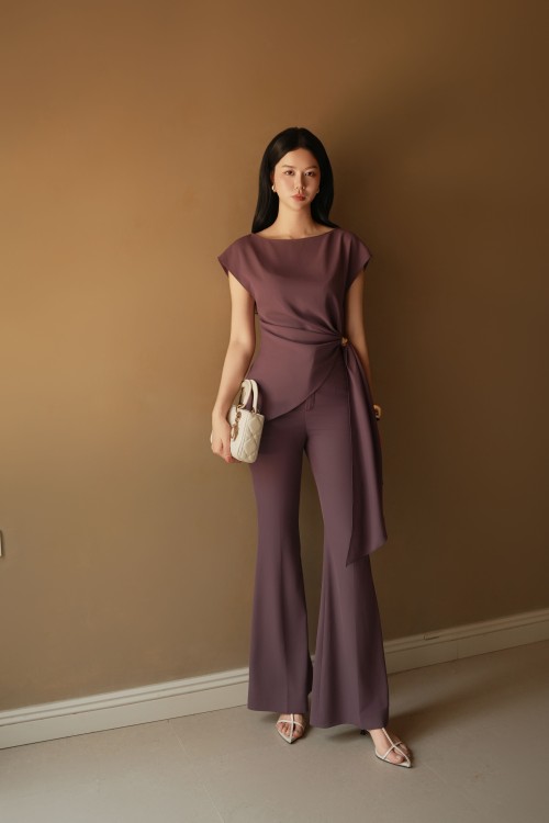 Purple Silk Flared Pants