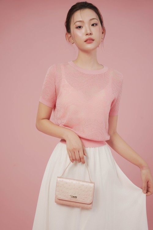 Pink Floral Knit Blouse