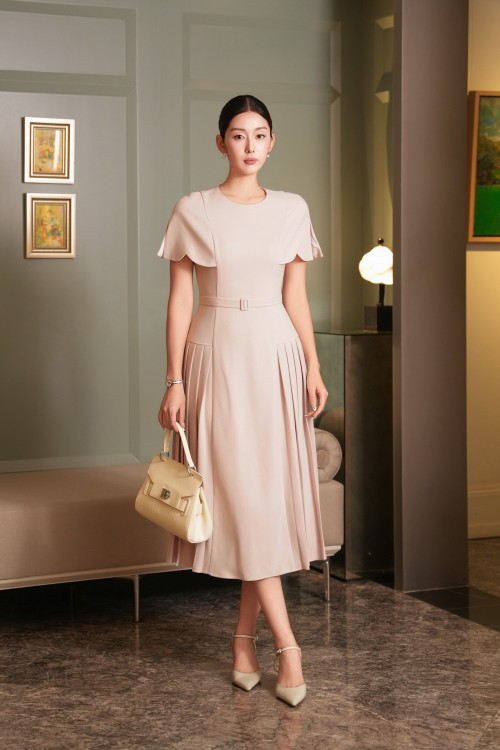 Light Pink Woven Flared Dress