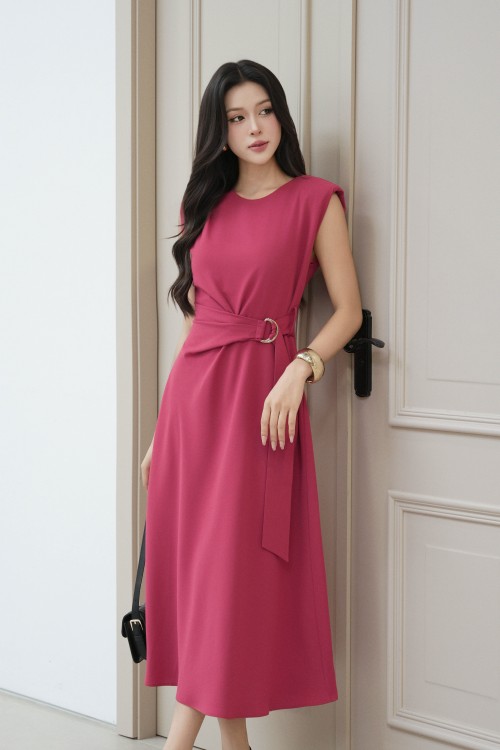 Rosy Silk Flared Dress