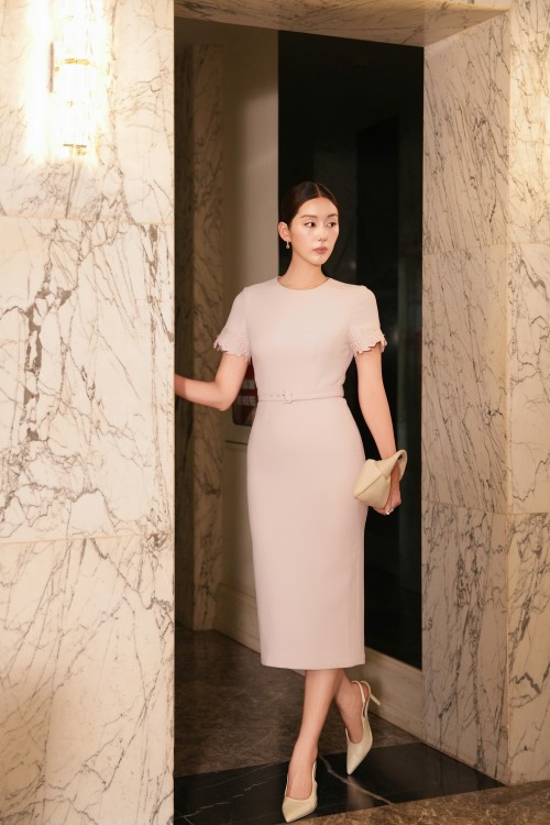 Light Pink Woven Pencil Dress