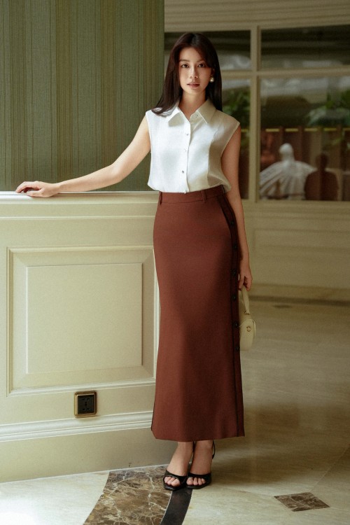 Russet Woven Loose Skirt
