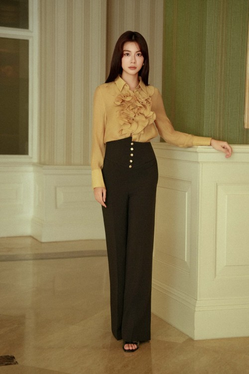 Black Woven Loose Pants