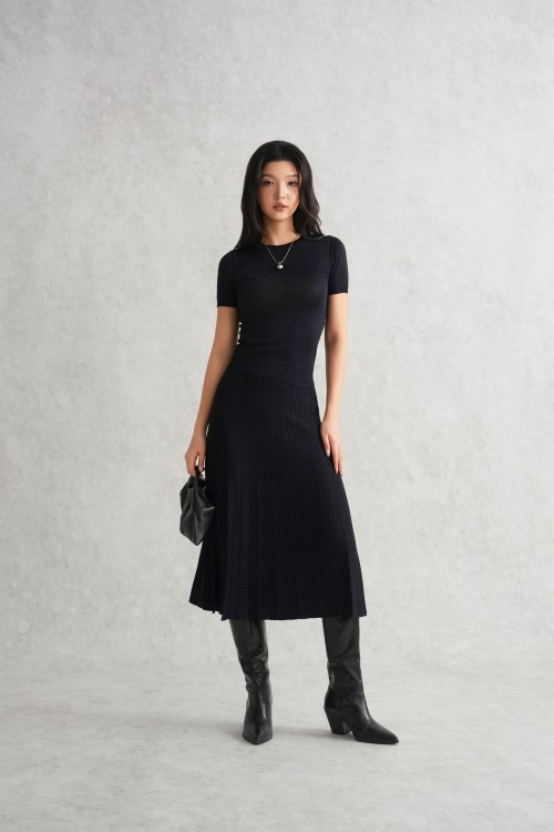 Navy Lurex Knit Blouse