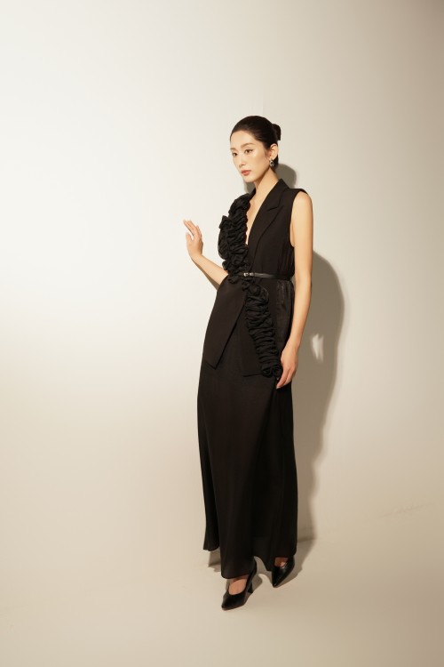 Black Organza Flared Skirt