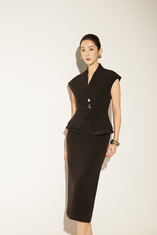 Black Woven Pencil Dress