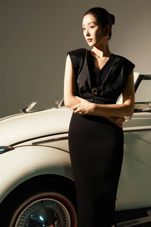 Black Woven Pencil Dress