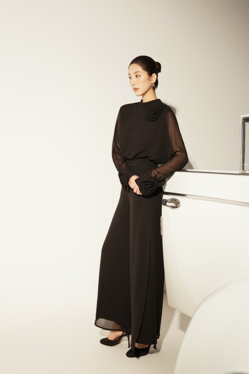 Black Woven Loose Pants