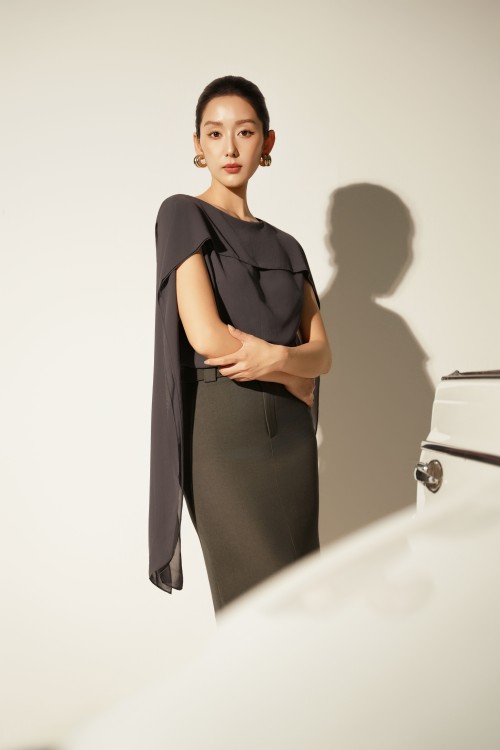 Dark Grey Chiffon Blouse