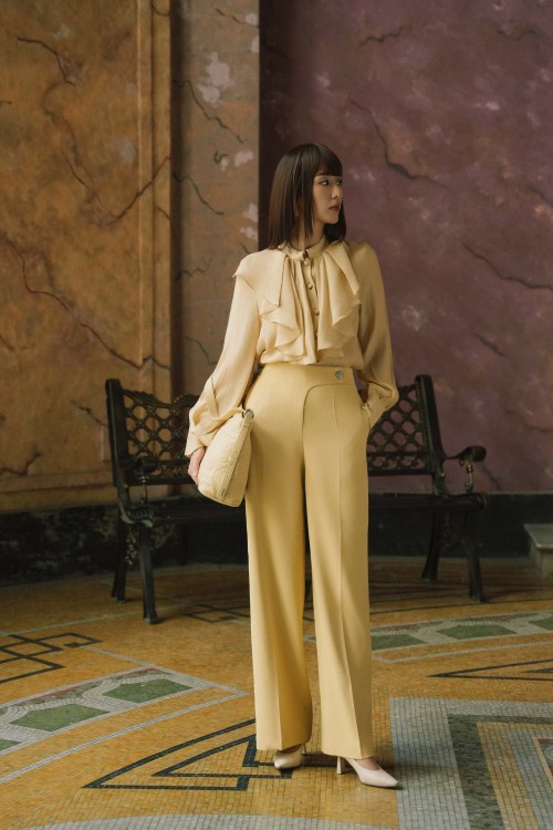 Yellow Woven Loose Pants