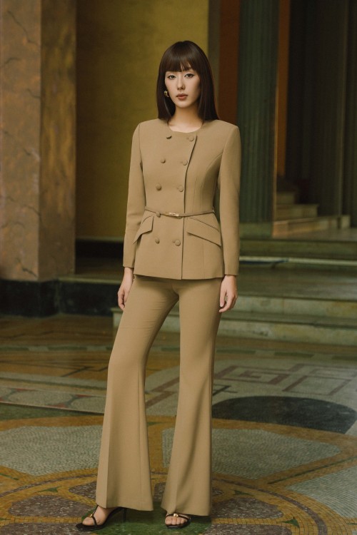 Brown Woven Flared Pants