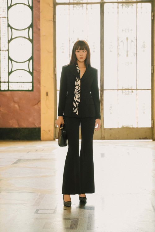 Black Woven Flared Pants