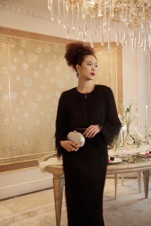 Black Faux Fur Fabric Croptop