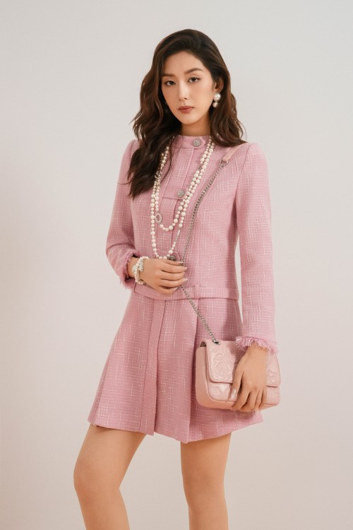Pink Tweed Loose Dress