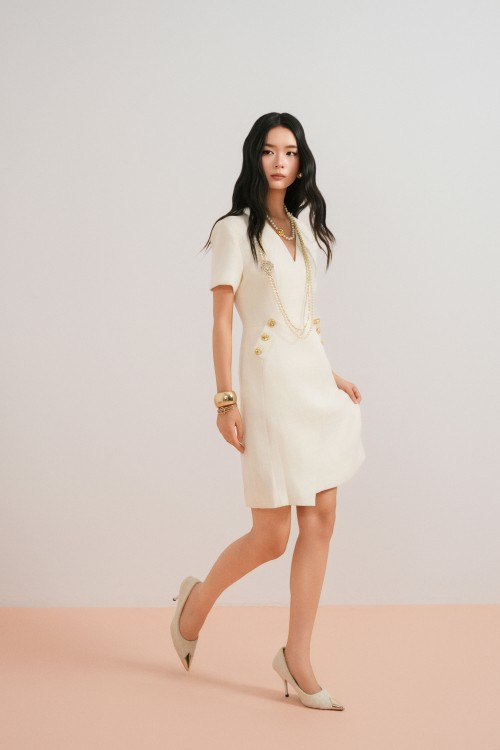 Cream Tweed Mini Dress