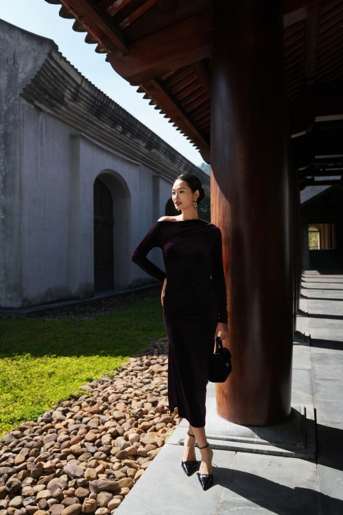 Dark Purple Velvet Pencil Dress