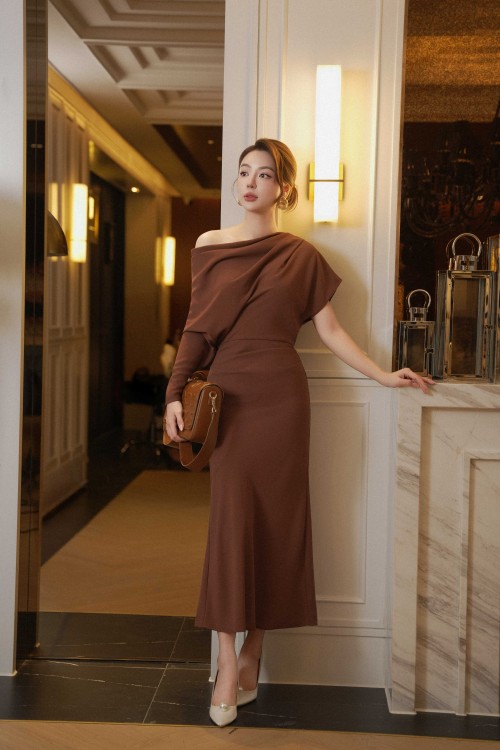 Russet Silk Sarong Dress