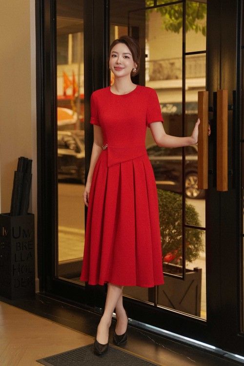 Red Tendy Flared Dress