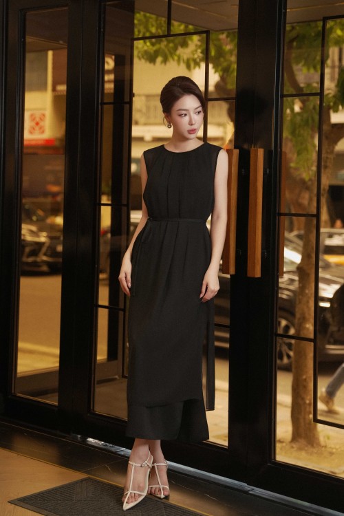 Black Chiffon Loose Dress