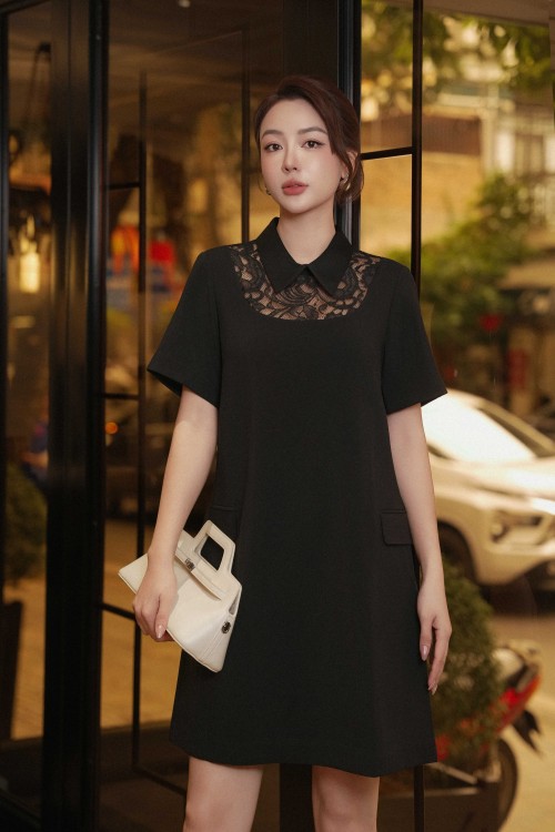 Black Woven Loose Dress