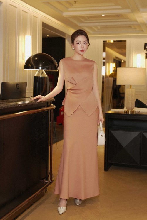 Orange Brown Silk Mermaid Skirt