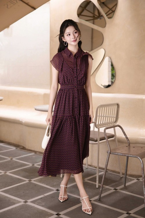 Chiffon Flared Dress 04