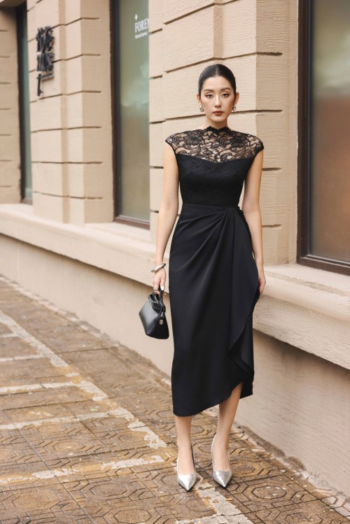 Black Silk Sarong Dress