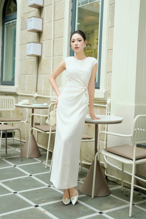 Cream Woven Sarong Dress