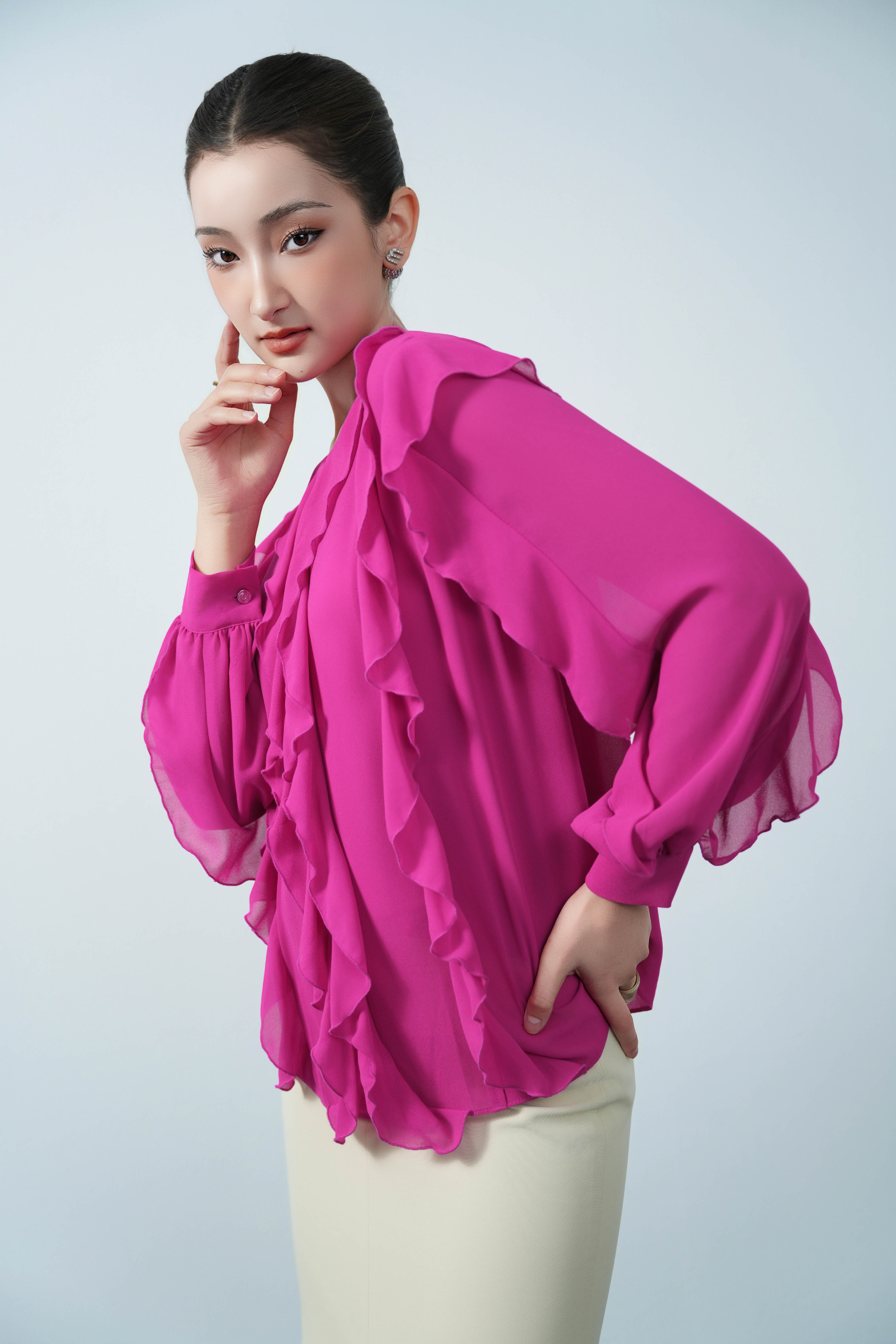 Áo nữ - Dark Magenta Chiffon Blouse
