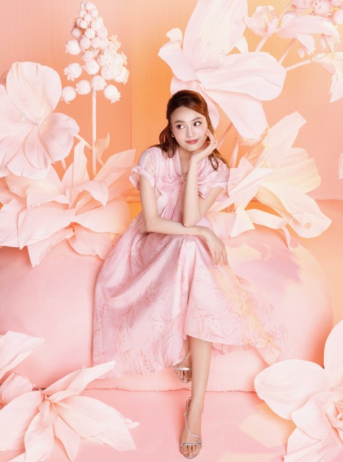 Pink Organza Flared Dress