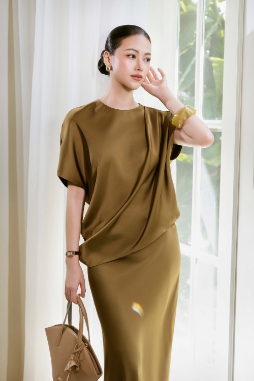 Glitzy Gold Silk Blouse