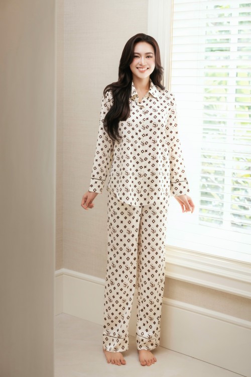 Cream Silk Loose Pants &amp; Top