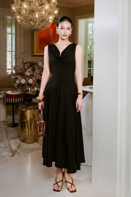 lack Woven Flared Dress
