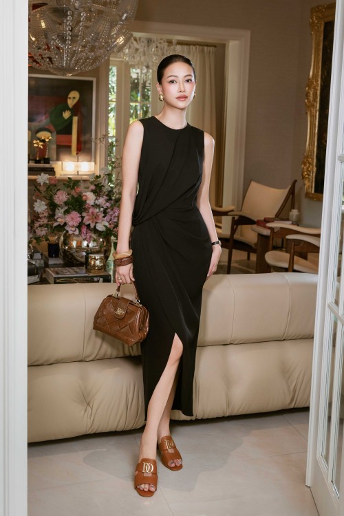 Black Silk Sarong Dress