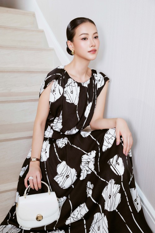 Black Graphic Silk Blouse